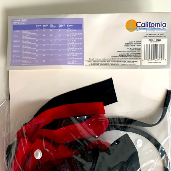 California‎ Costumes Stealth Ninja Child’s Halloween, approx age 8-10  Medium - Picture 7 of 7